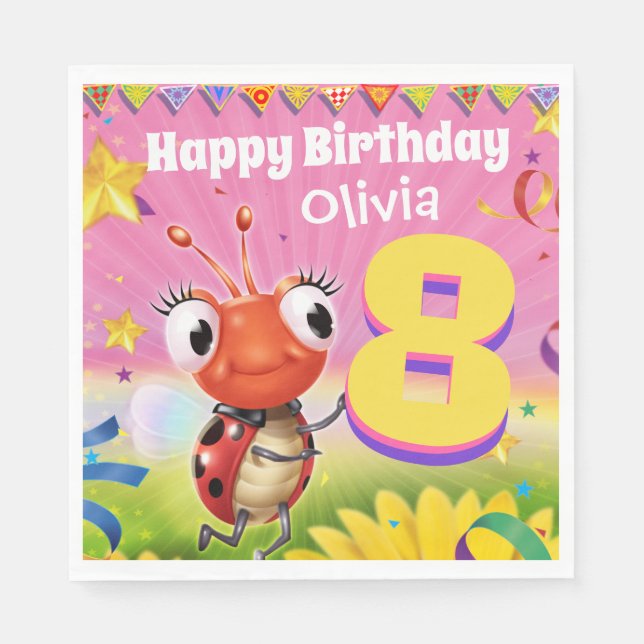 Gammal beställnings- flicka 8yrs för pappersservett (Framsidan)