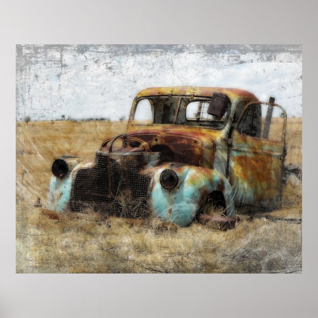 Gammal betrodd Vintage Lastbil Poster (Framsidan)