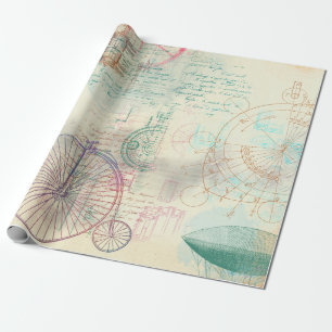 Gammal bike, ballong och skript på Gult Presentpapper