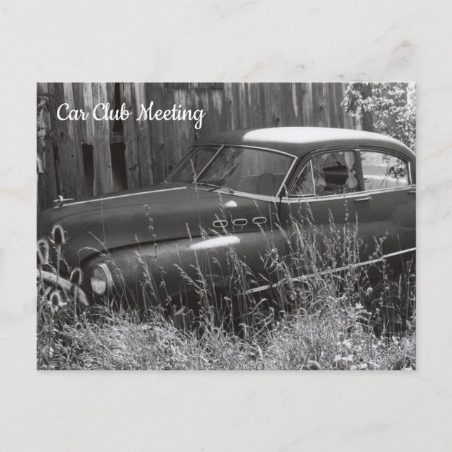 Gammal bil överlämnad i ett vykort för Fält (Framsida)