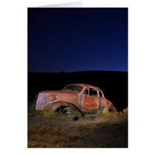 Gammal bil på natten, Bodie Ghost Town, Blank Insi Hälsningskort