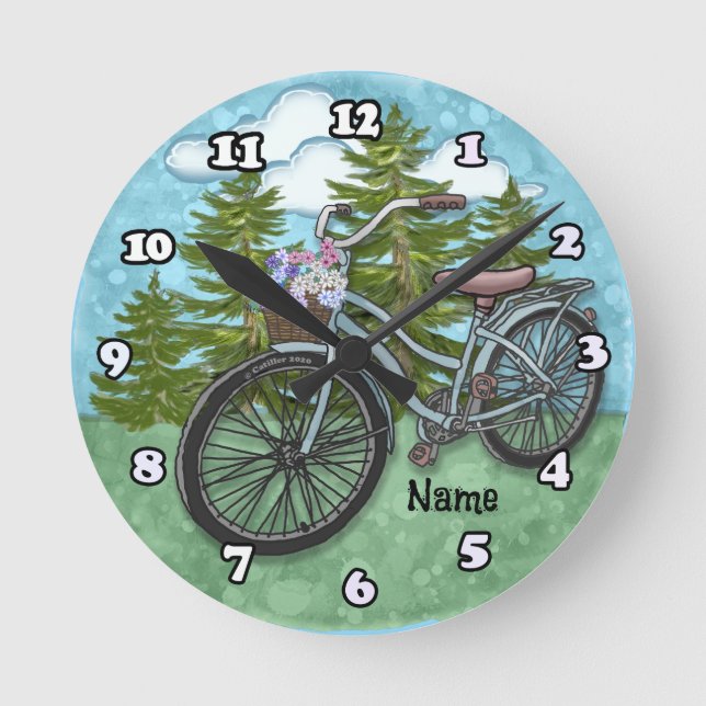 Gammal blå cykel rund klocka (Framsida)