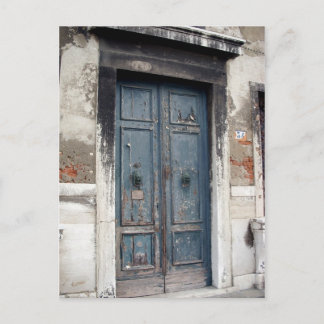 gammal blåttdörr vykort