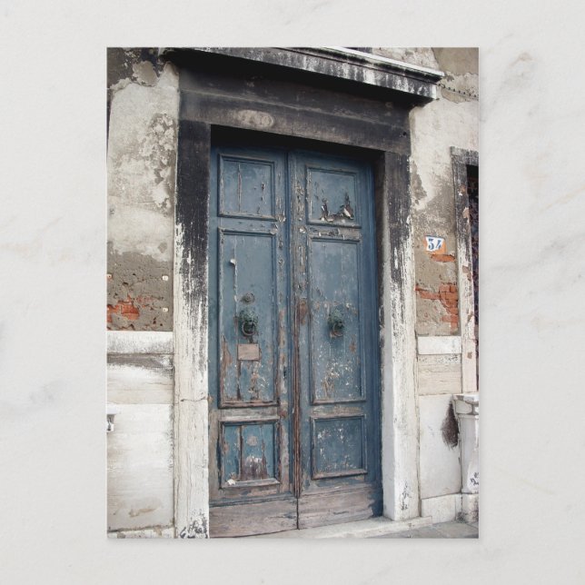 gammal blåttdörr vykort (Framsida)