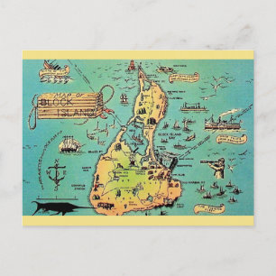 Gammal Block Island Kartpostkort Vykort