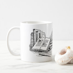 Gammal bok drawing precis ett mer kapitel kaffemugg