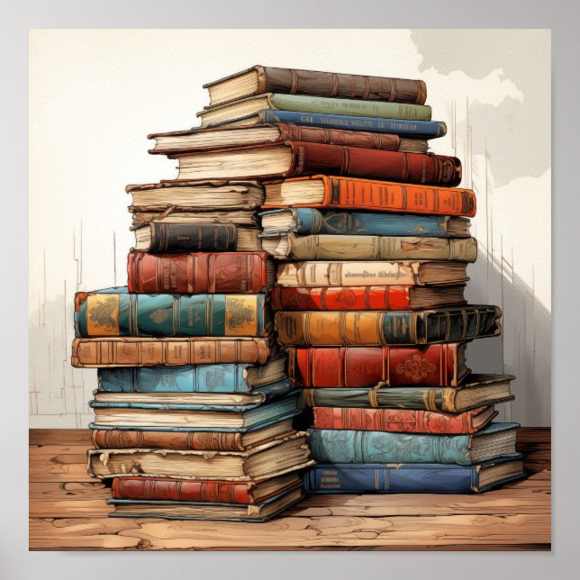 Gammal Bokar Poster färglöst stapel (Framsidan)