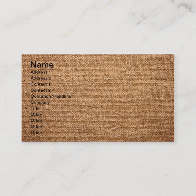 Gammal bomullskanfasstruktur för bakgrund visitkort (Framsida)