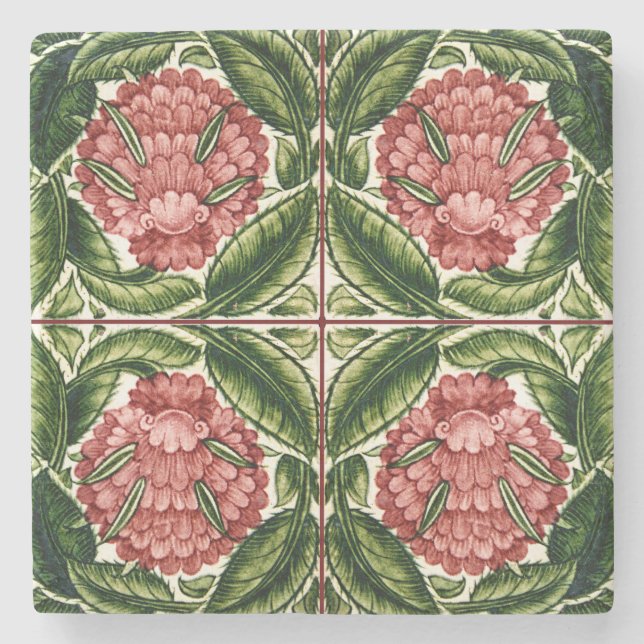 Gammal botanisk Victoriasdesign Underlägg Sten (Framsidan)