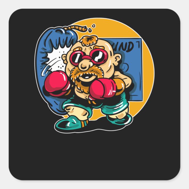 Gammal Boxer Fyrkantigt Klistermärke (Framsida)