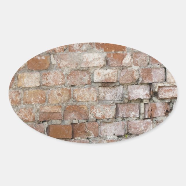 Gammal brickmur ovalt klistermärke (Framsida)