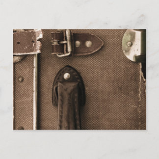 Gammal brun resväska vykort
