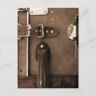 Gammal brun resväska vykort