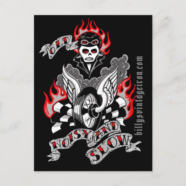 Gammal, bullrigt & långsamt (färg) vykort (Framsida)