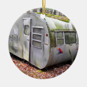 Gammal Camper i Skogen Julgransprydnad Keramik