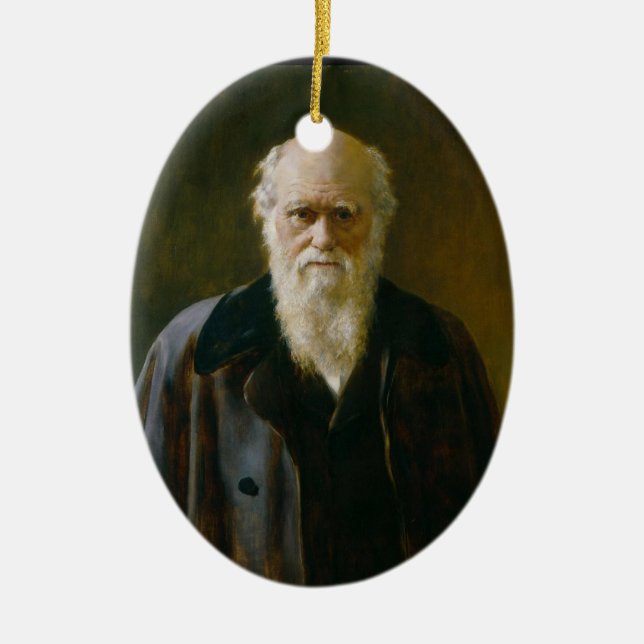 Gammal Charles Darwin ateist en oval prydnad Julgransprydnad Keramik (Framsidan)
