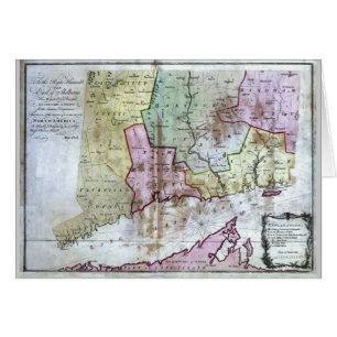 Gammal Connecticut karta 1766 Hälsningskort