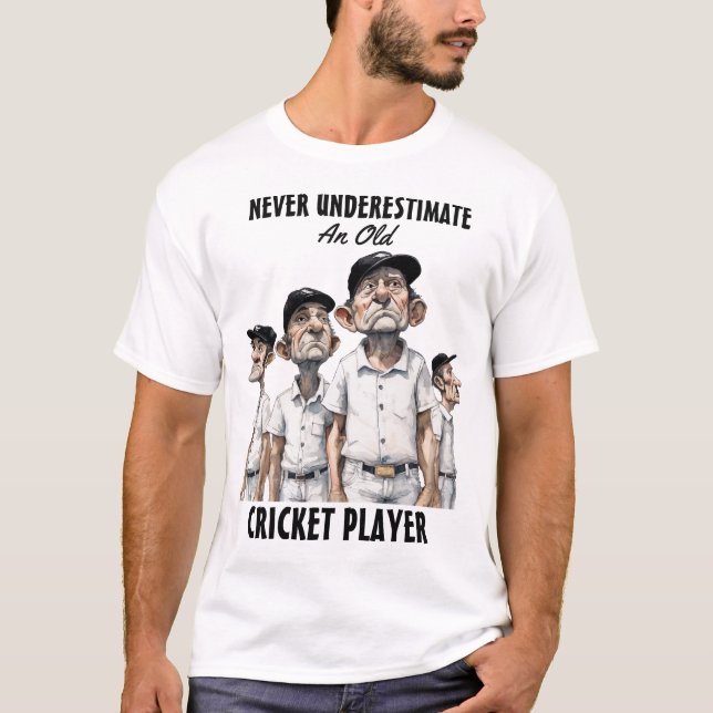 Gammal cricketspelare t shirt (Framsida)