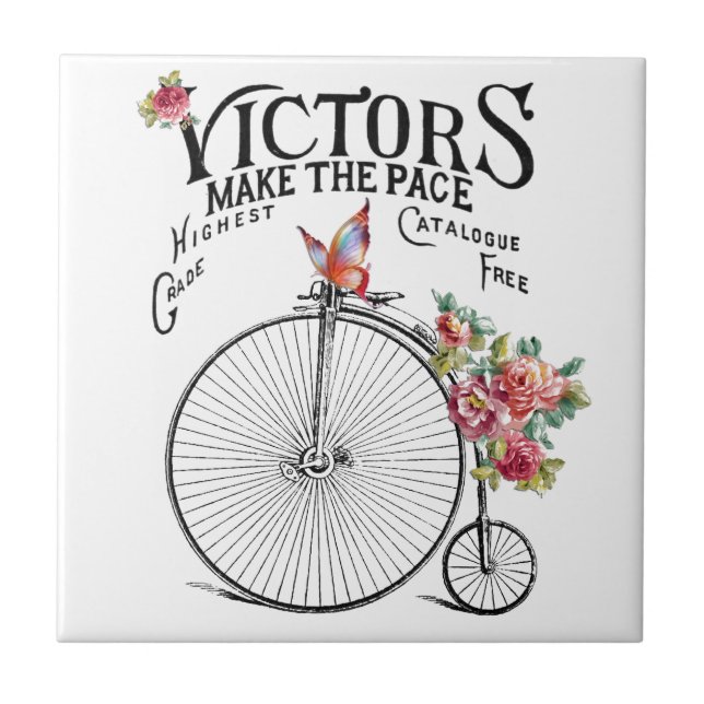 Gammal cykel för vintage kakelplatta (Framsidan)