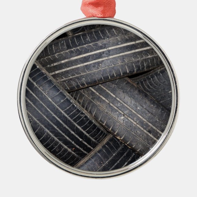 Gammal Däck för återvinning Julgransprydnad Metall (Framsidan)