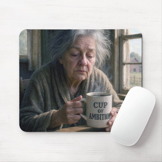 Gammal Dam med Kopp som styr kaffet Musmatta (Med mus)
