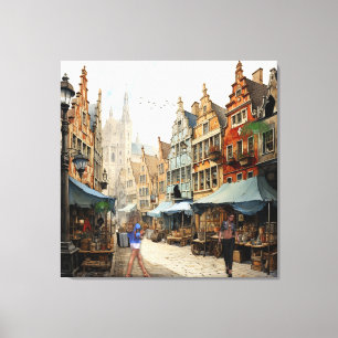 Gammal del av Amsterdams marknad Canvastryck