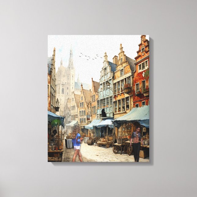 Gammal del av Amsterdams marknad Canvastryck (Framsida)