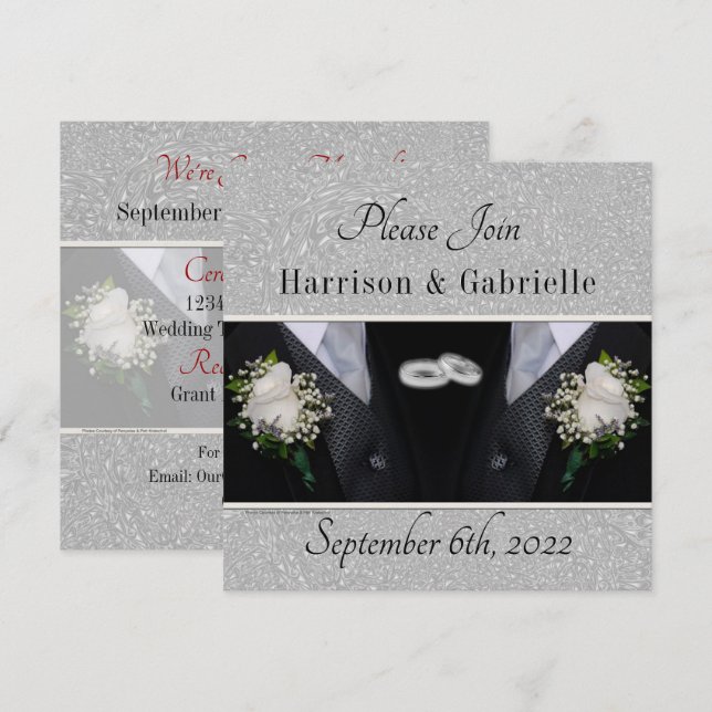 GAMMAL design för två brudgummar Inbjudningar (Fram/baksida)