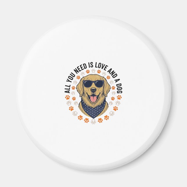 Gammal design med retrieveravtryck för hundälskare magnet (Framsidan)