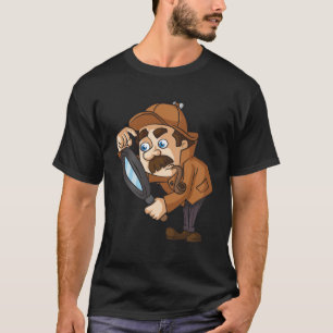 gammal detektiv med ett rör och ett förstoringsgla t shirt