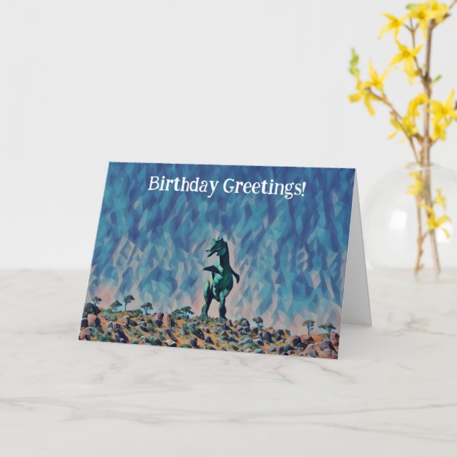 Gammal dinosaur Gamer Timer Funny Art Birthday Car Kort (Gul blomma)