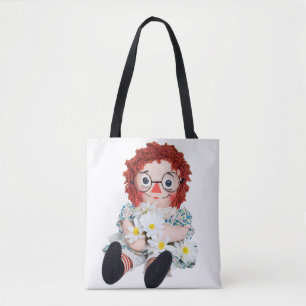 gammal docka med daisy bouquet tygkasse