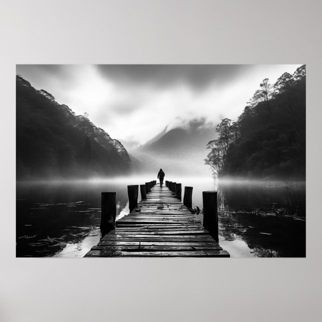 Gammal docka på B&W-foto i sjö Poster (Framsidan)