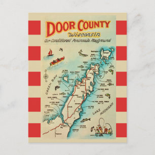 Gammal Door County kart vykort