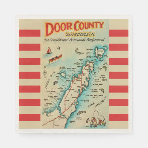 Gammal Door County kart vykort Pappersservett