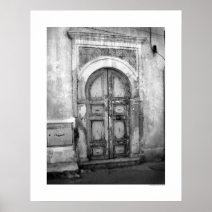 Gammal dörr i Tripoli (B&W) Poster