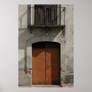 Gammal dörr och balkony - Rustic Italienska arkite Poster