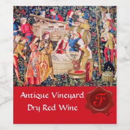 GAMMAL DRUVVÄXTPLOCKNING RÖD VAXSIGILL MONOGRAM VINFLASKA ETIKETT