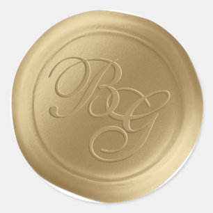 Gammal Dubbla i Guld-skript, monogram Vax sälstift Runt Klistermärke
