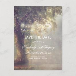 Gammal ek och strängljus Save the Date Meddelande Vykort