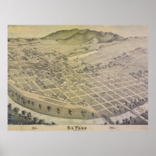 Gammal El Paso stadskarta för 1886 Poster