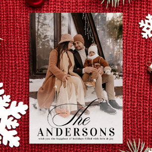 Gammal Elegant - minimalt julfoto NAMN Julkort