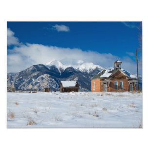 Gammal en rumSchoolhouse Salida, Mt Princeton Fototryck