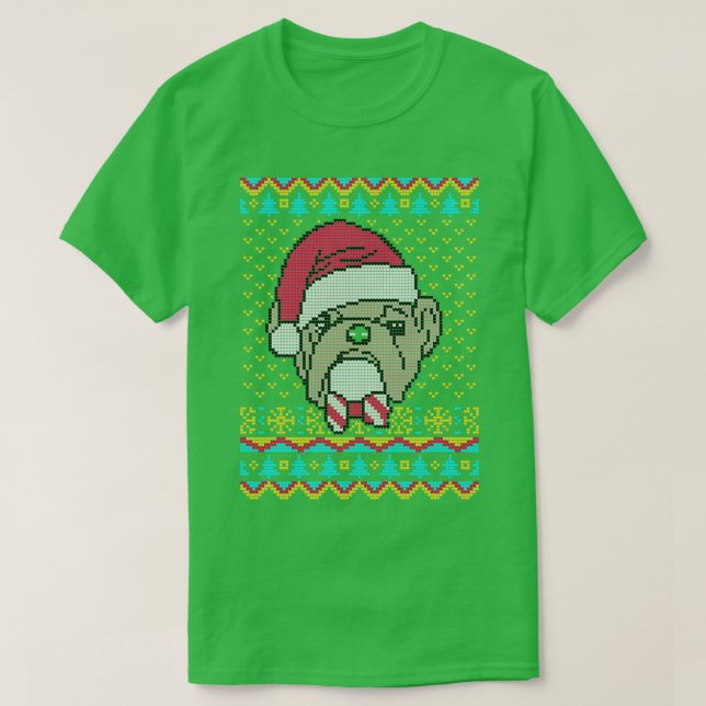 Gammal engelsk bulldog Ugly jul Sopare närvarande T Shirt (Design framsida)