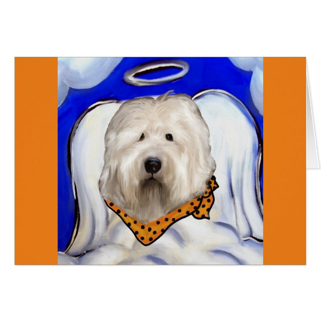 Gammal engelsk fårhund hälsningskort (Framsidan Horizontal)