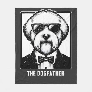 Gammal engelsk fårhund Hundfadern Smoking Cool Rol Fleecefilt