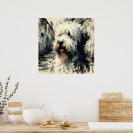 Gammal engelsk fårhund konstaffisch poster