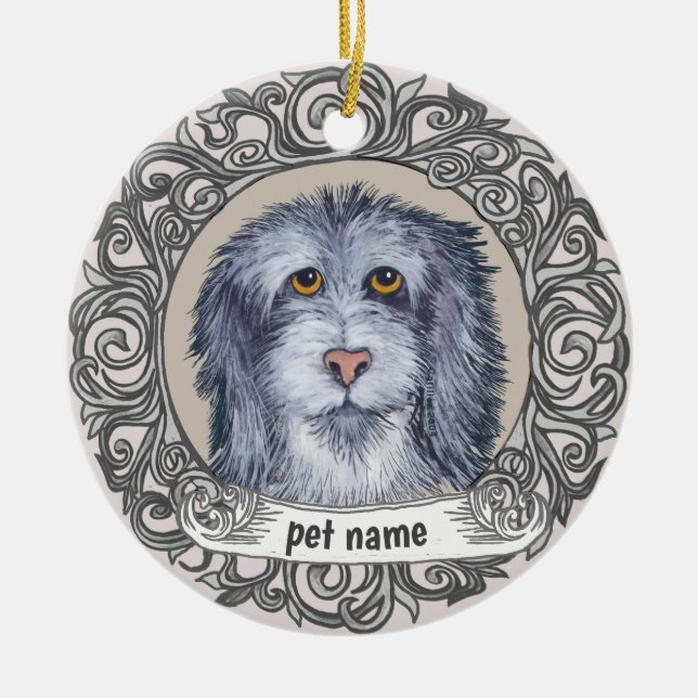 Gammal engelsk fårhund minnesornament julgransprydnad keramik (Framsidan)