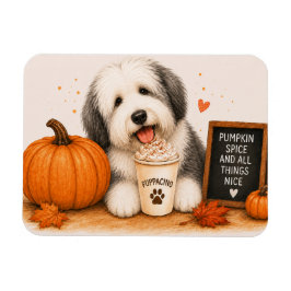 Gammal engelsk fårhund Pumpkin Spice Magnet