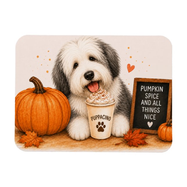 Gammal engelsk fårhund Pumpkin Spice Magnet (Horisontell)